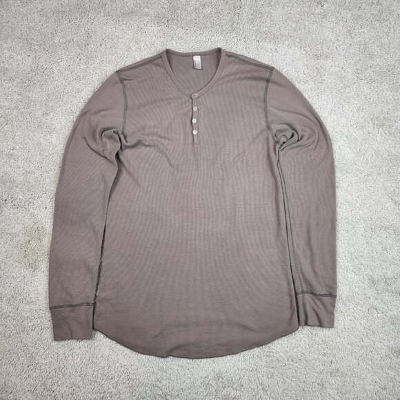 American Apparel Standard Light Brown Thermal Shirt L Dexter Morgan Kill Henley - Picture 2 of 7